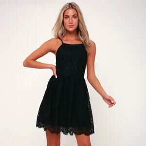 Lulus Roman Black Lace Skater Dress Size XSmall